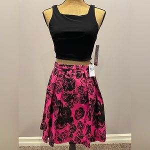 2pc Hot Pink/black Homecoming or Prom Dress Sz 7
